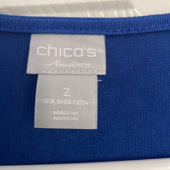 Chico's Blue Embellished with rings Travelers Tee size Chico 2 ( L12) - Picture 2 of 7